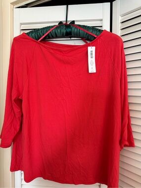 Chico's Bright Red Boatneck Long Sleeve Top